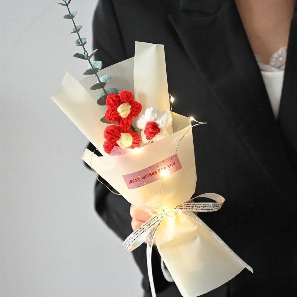 Photography Artificial Lighting - Bouquet de fleurs tricotées au crochet,