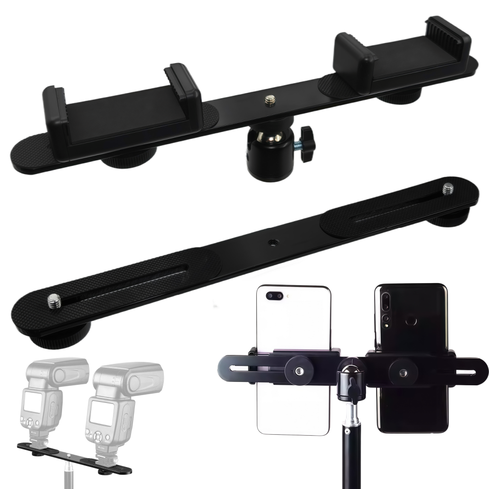 Photography Video Lighting Kit With Adjustable Tripod Stand - Support de fixation double pour flash