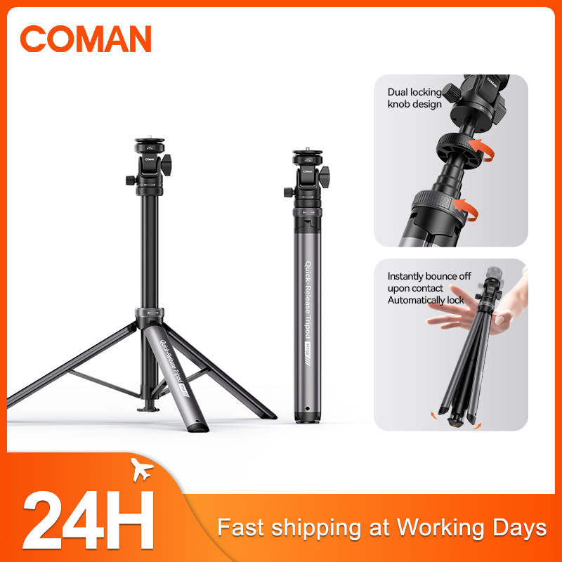 Photography Video Lighting Kit With Adjustable Tripod Stand - COMAN MT68 un clic Pop up