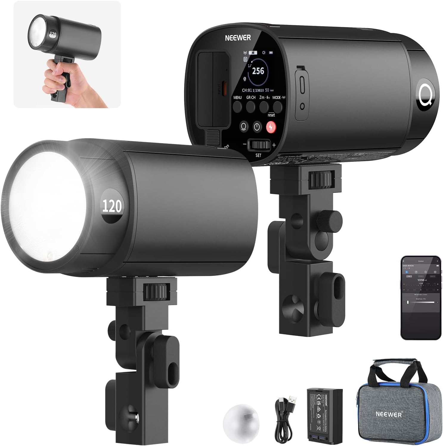 Portable Strobe Monolight - Flash stroboscopique extérieur NEEWER 120Ws 2.4G