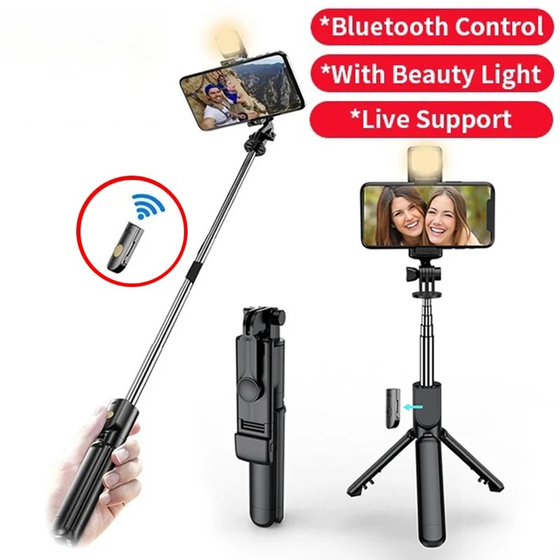Photography Video Lighting Kit With Adjustable Tripod Stand - Trépied perche à selfie sans fil