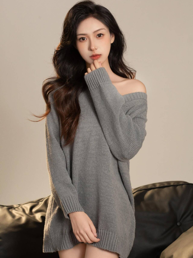 Photography Lighting For Clothing - Pull gris style décontracté pour femme,