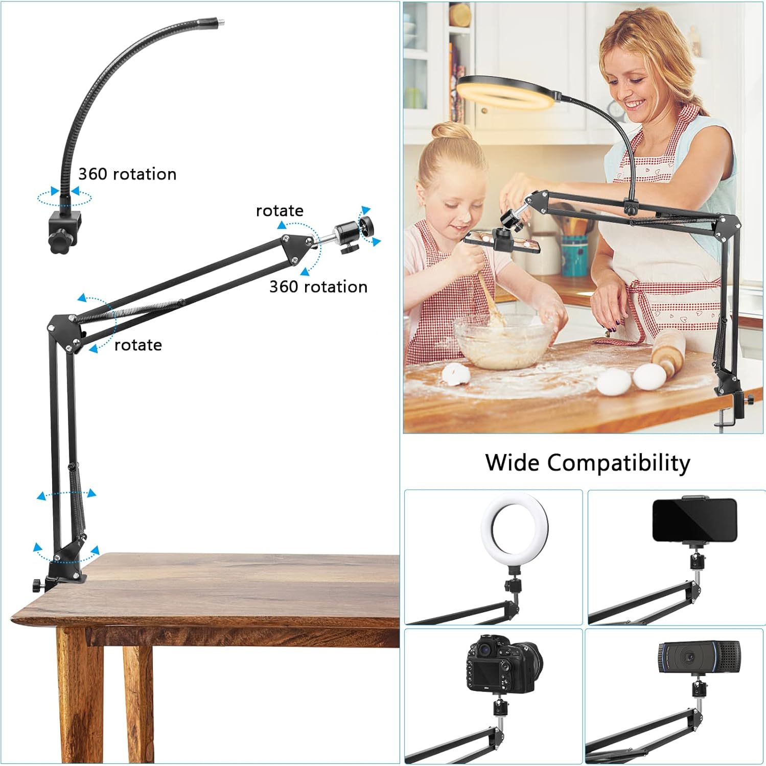 Anneau lumineux avec support e - Photography Video Lighting Kit With Adjustable Tripod Stand avis et prix